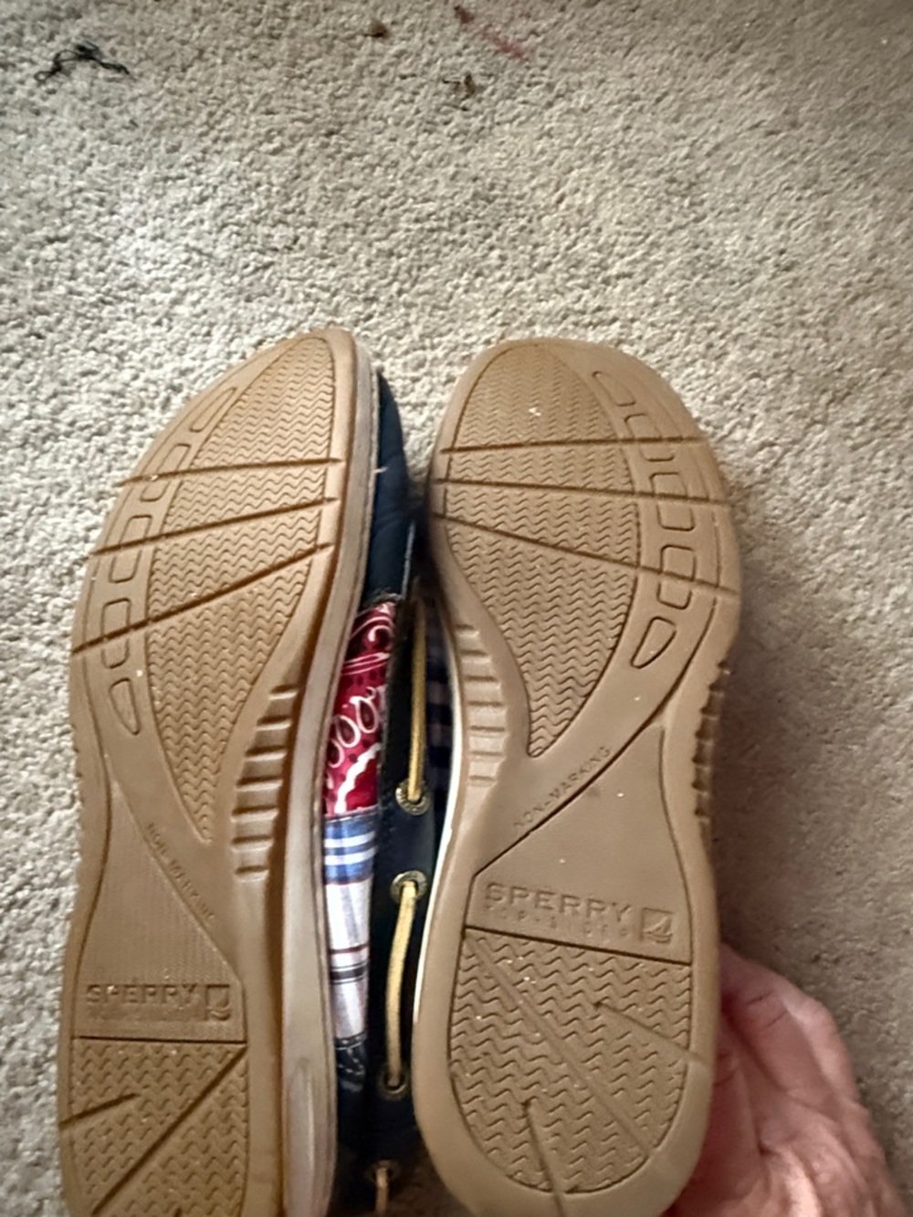 Sperry Navy Leather & Plaid Accent Boat Flats - Picture 3 of 3